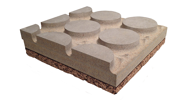 Pavimento radiante sopraelevato in cementolegno e sughero biondo BetonRadiant Cork